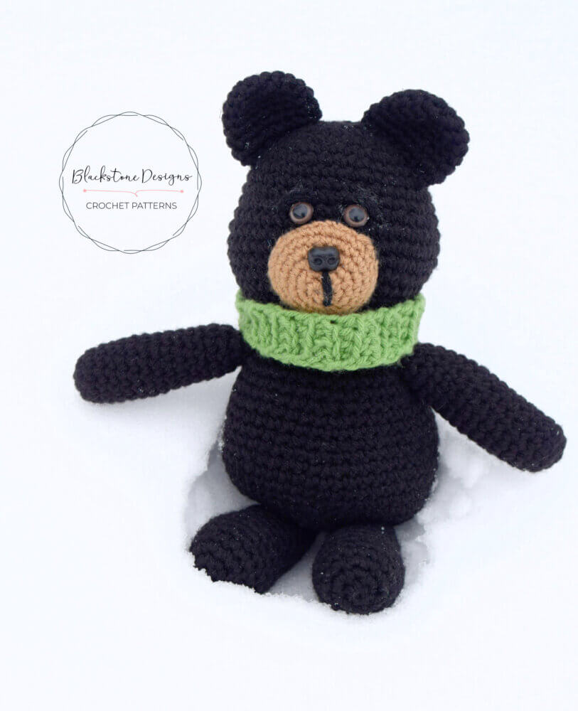 Bruno the Bear free crochet amigurumi bear beginner friendly crochet pattern for a crochet bear stuffed animal