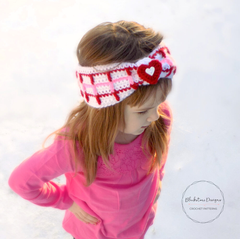 Crochet Earwarmer Pattern, Sweetheart Headwrap Crochet Pattern from Blackstone Designs