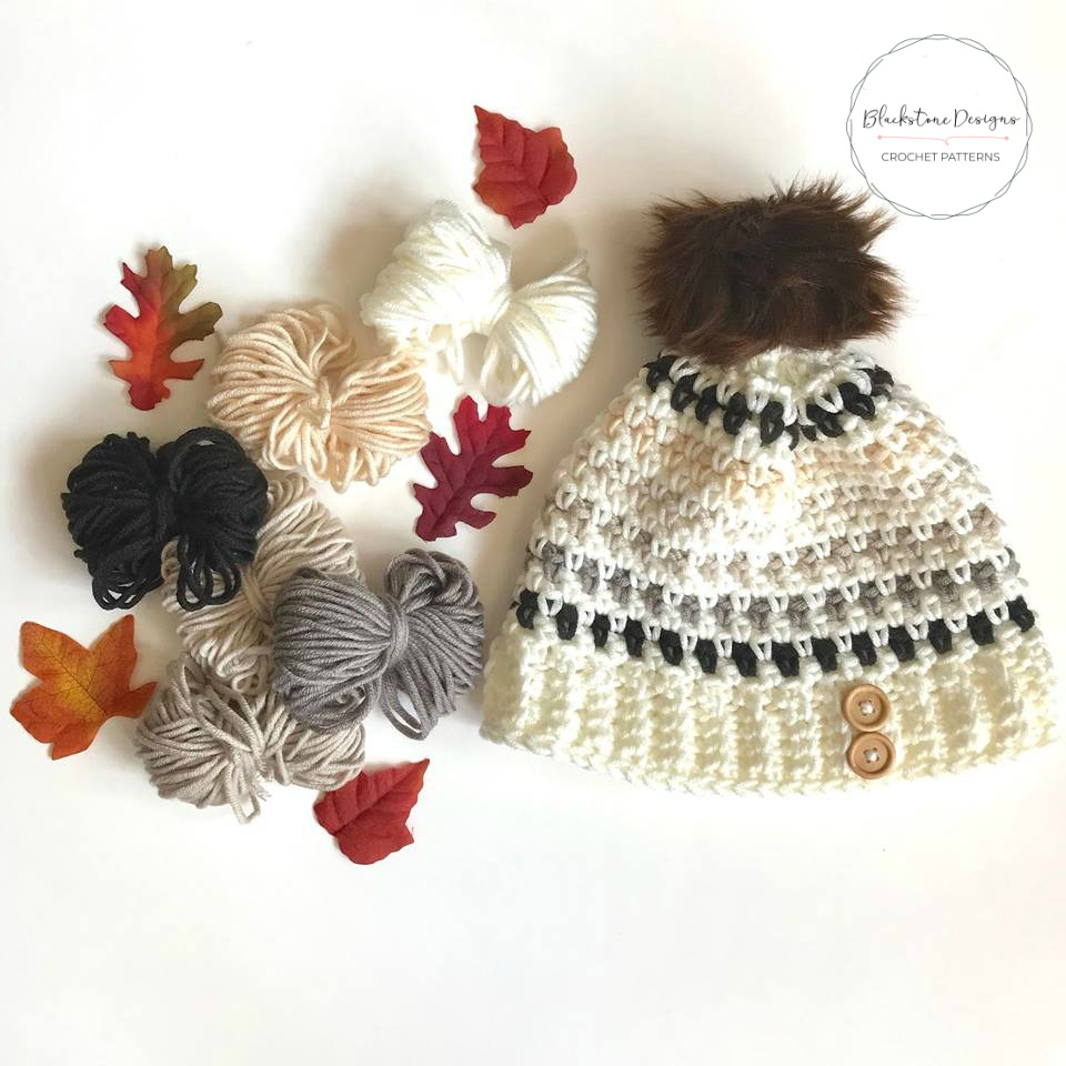 Crochet Granite Stitch Hat, Moss Stitch Hat, Linen Stitch Hat free crochet pattern from Blackstone Designs