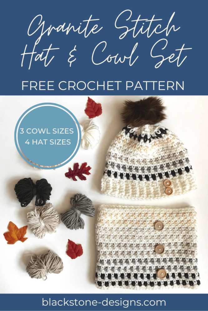 Crochet Granite Stitch Hat and Cowl Set free crochet pattern from Blackstone Designs