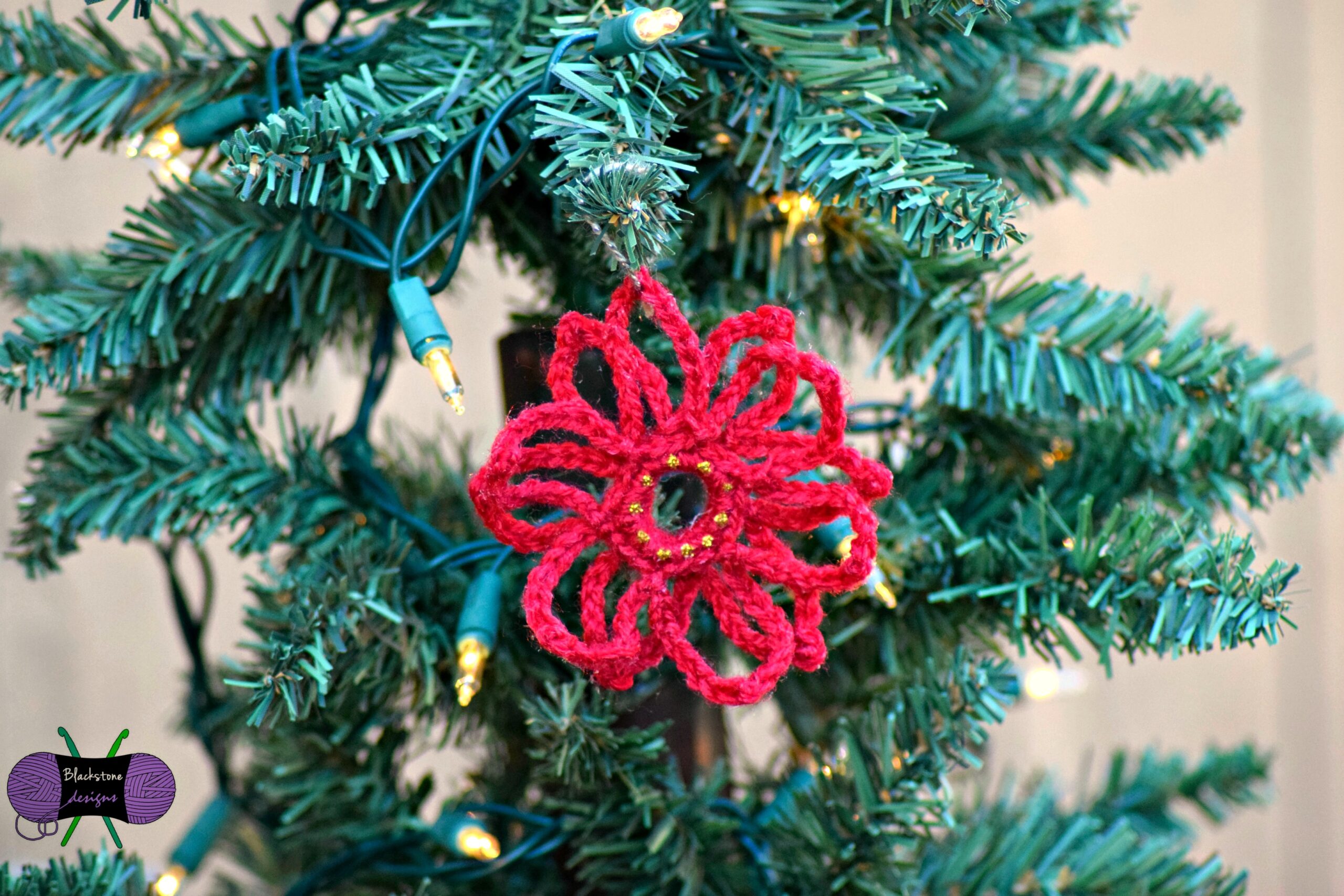 Crochet Poinsettia Lace Ornament Pattern