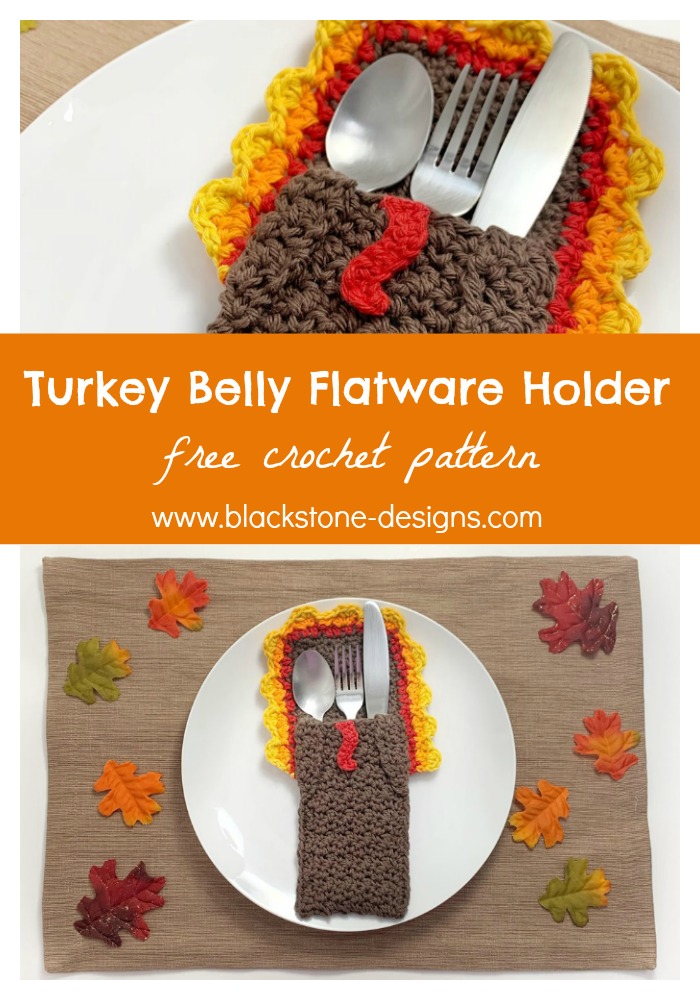 Turkey Belly Flatware Holder - Thanksgiving Table Settings - Crochet Turkey - Thanksgiving Crochet Patterns - Crochet Cutlery Pouch 