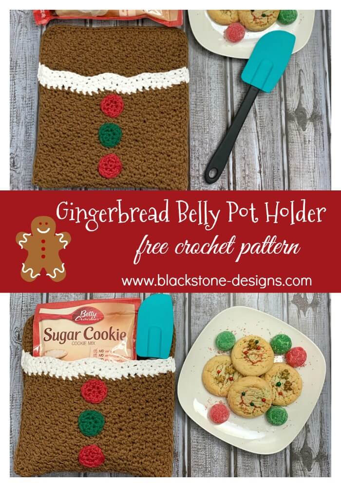 Gingerbread Belly Pot Holder, Crochet Pot Holders, Pot Holder with a Pocket, Pocket Pot Holder, Crochet Gingerbread Man, Crochet Hot Pad Patterns