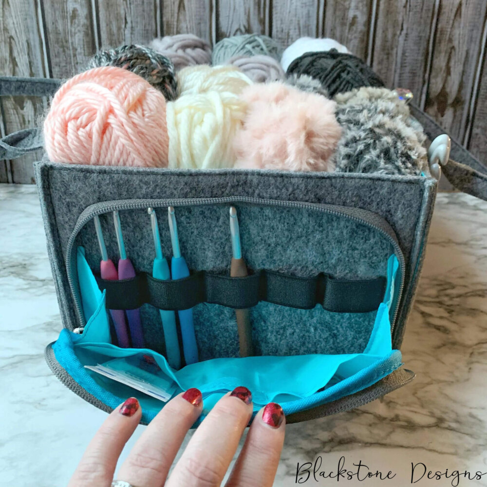 Crochet Project Bag, Mollie Ollie Caddy Tote Bag, Crochet Tote