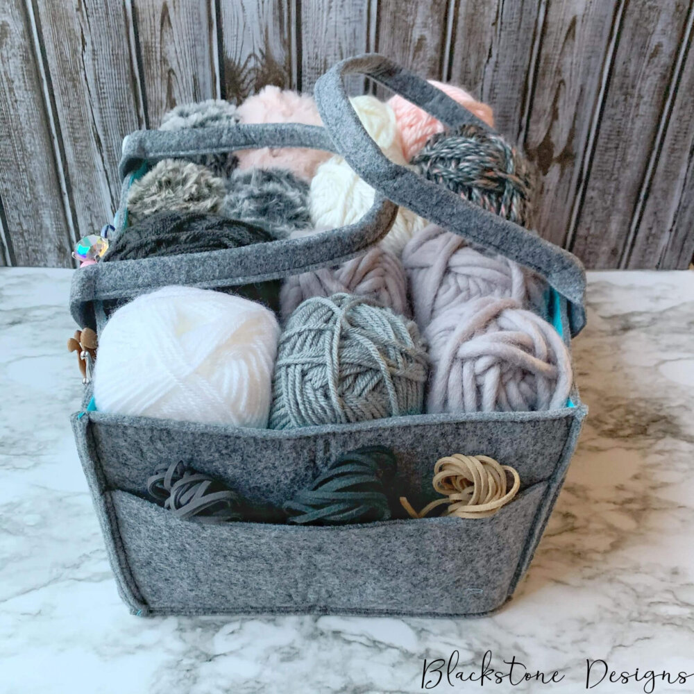 Crochet Project Bag, Mollie Ollie Caddy Tote Bag, Crochet Tote