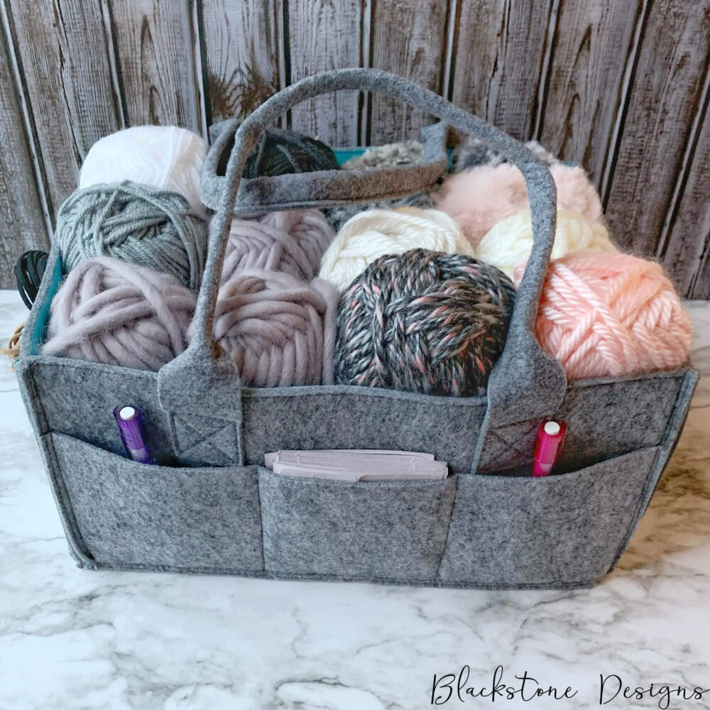 Crochet Project Bag, Mollie Ollie Caddy Tote Bag, Crochet Tote