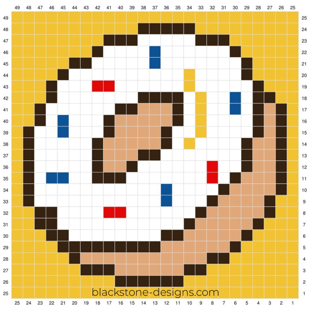Crochet Sprinkle Donut c2c Square Graph