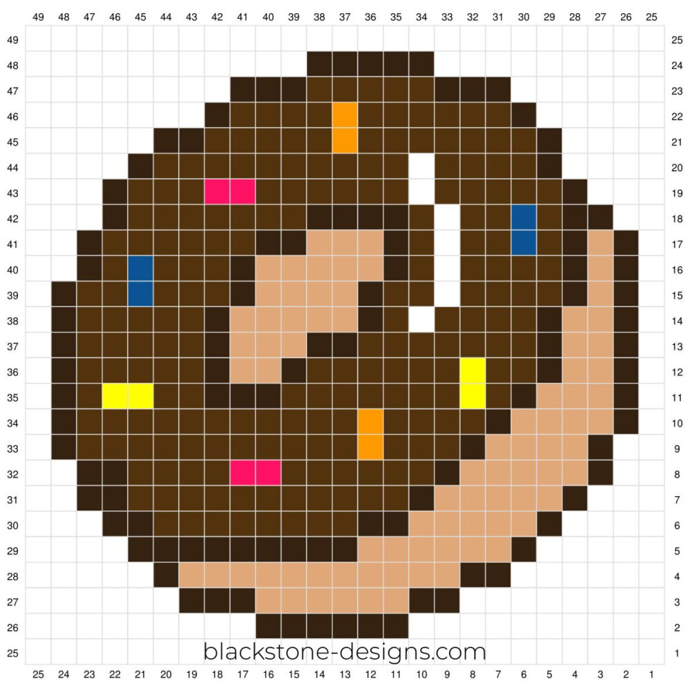 Crochet Sprinkle Donut c2c Square Graph