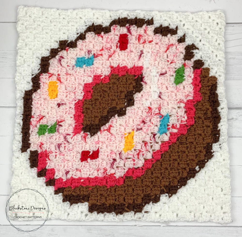 Crochet Sprinkle Donut c2c Square Graph