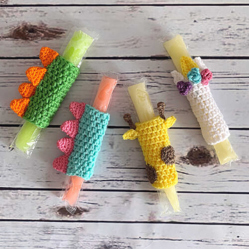 Dinosaur Freeze Pop Holders - Giraffe Freeze Pop Holders - Popsicle cozies - summer treat cozies