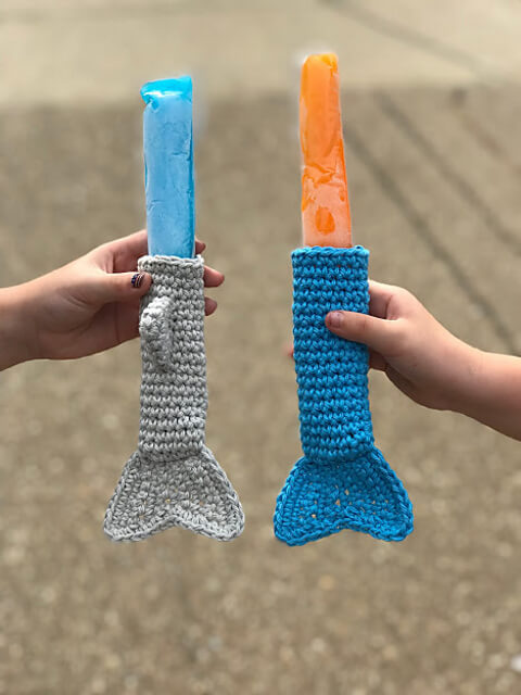 Shark popsicle holder - mermaid tail popsicle holder - Popsicle cozies - summer treat cozies