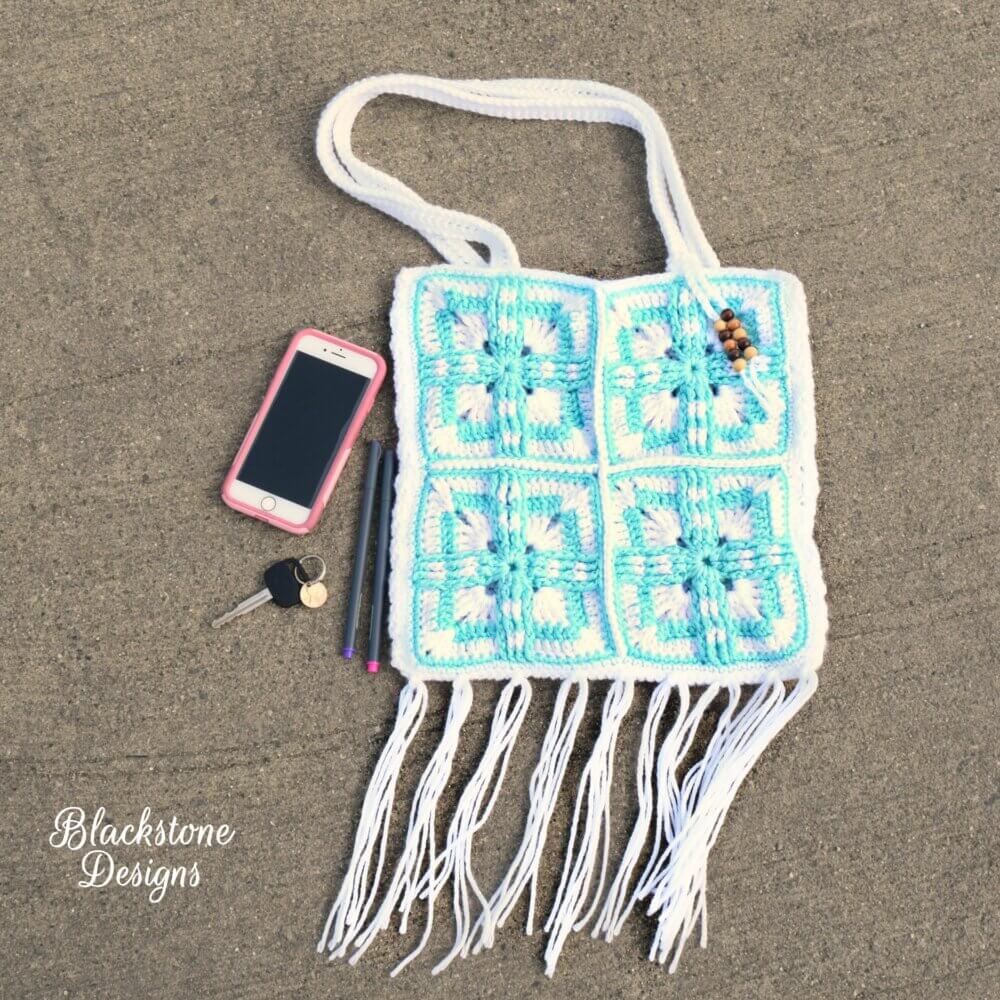 Easy 8 Granny Square Bag made using the Native Sun Square Granny Square pattern