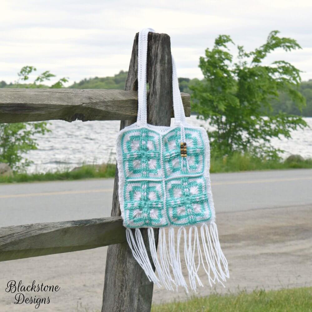 Easy 8 Granny Square Bag made using the Native Sun Square Granny Square pattern