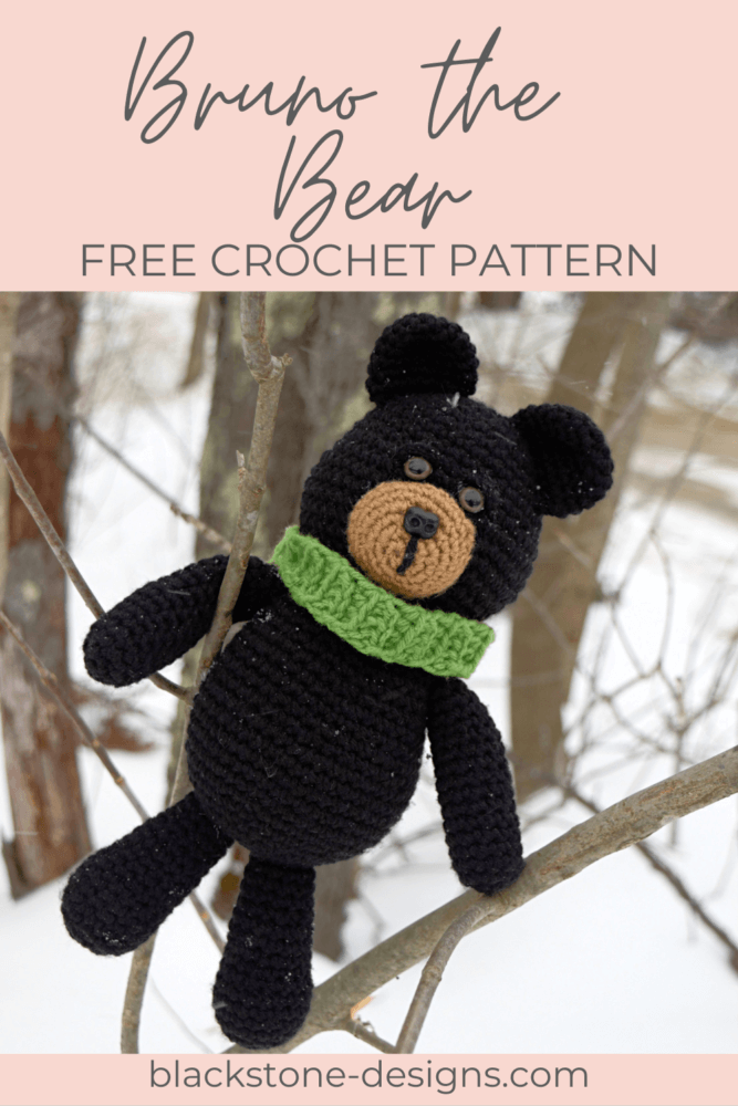 Bruno the Bear free crochet amigurumi bear beginner friendly crochet pattern for a crochet bear stuffed animal