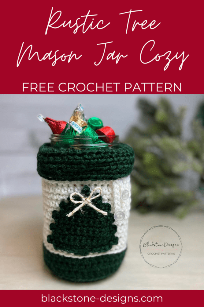 Crochet Mason Jar Cozy, Crochet Trees, Crochet Rustic Tree Mason Jar Cozy, Crochet Mason Jar Cozy Patterns