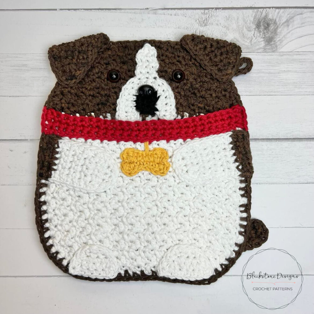 Flashy Brindle Boxer Pot Holder Crochet Pattern, Crochet Gifts for Dog Lovers, Crochet Dogs