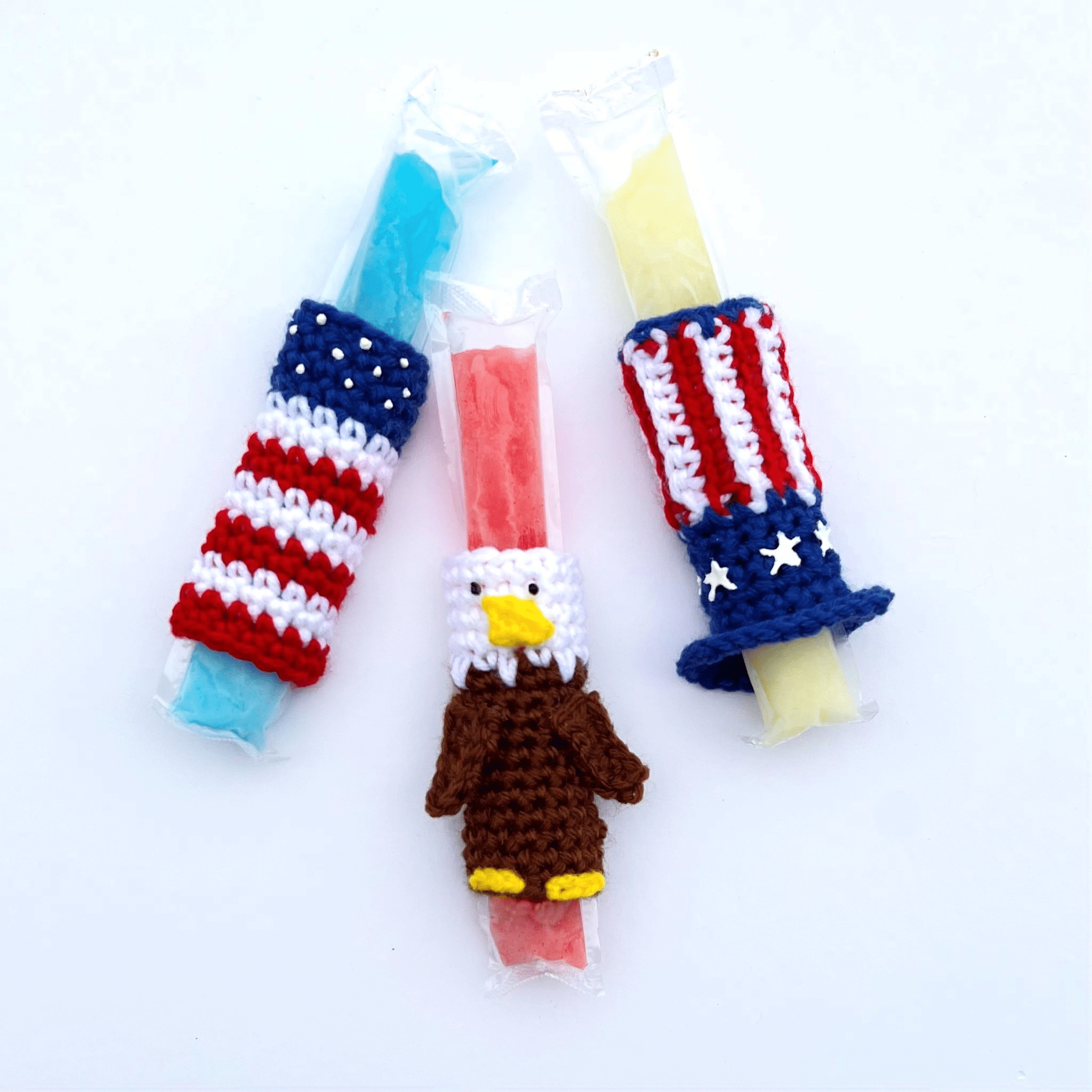 Crochet Popsicle Holders, Americana Ice Pop Holders
