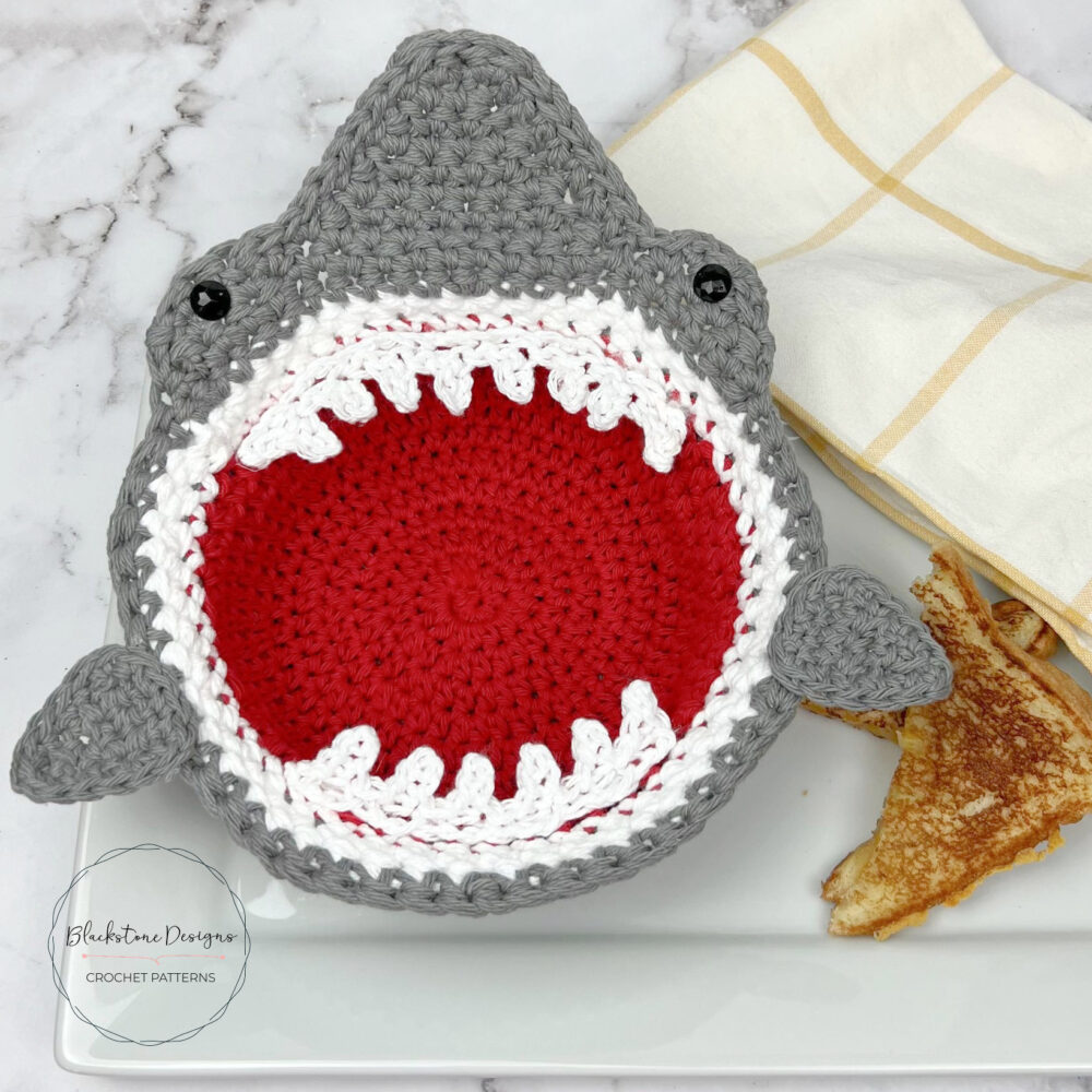 Crochet Shark Soup Bowl Cozy, Crochet Bowl Cozy Pattern