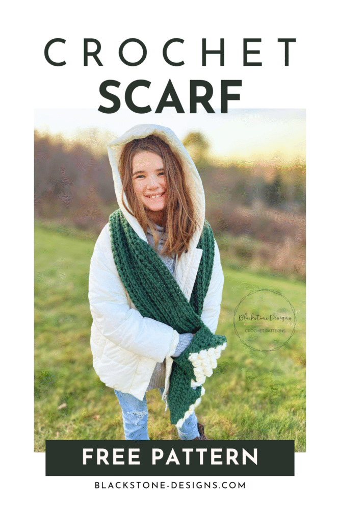 Crochet Bobble Tree Scarf with Pockets