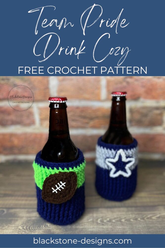 Team Pride Drink Cozy crochet pattern beer bottle cozy crochet pattern