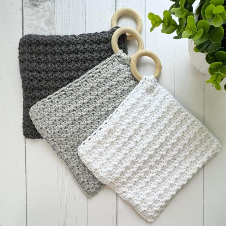 Crochet Trinity Stitch Potholders, Farmhouse Crochet Potholders