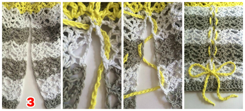 Sunshine and Lace Crochet Tank Top tutorial collage three