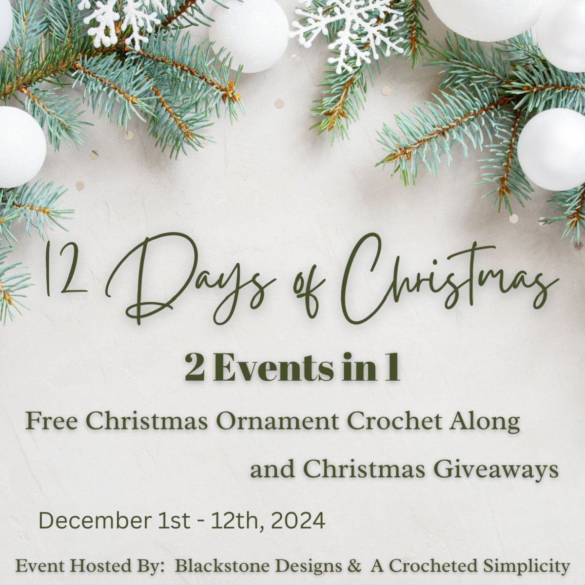 12 Days of Christmas Ornament Crochet Along 2024 and Christmas Giveaway