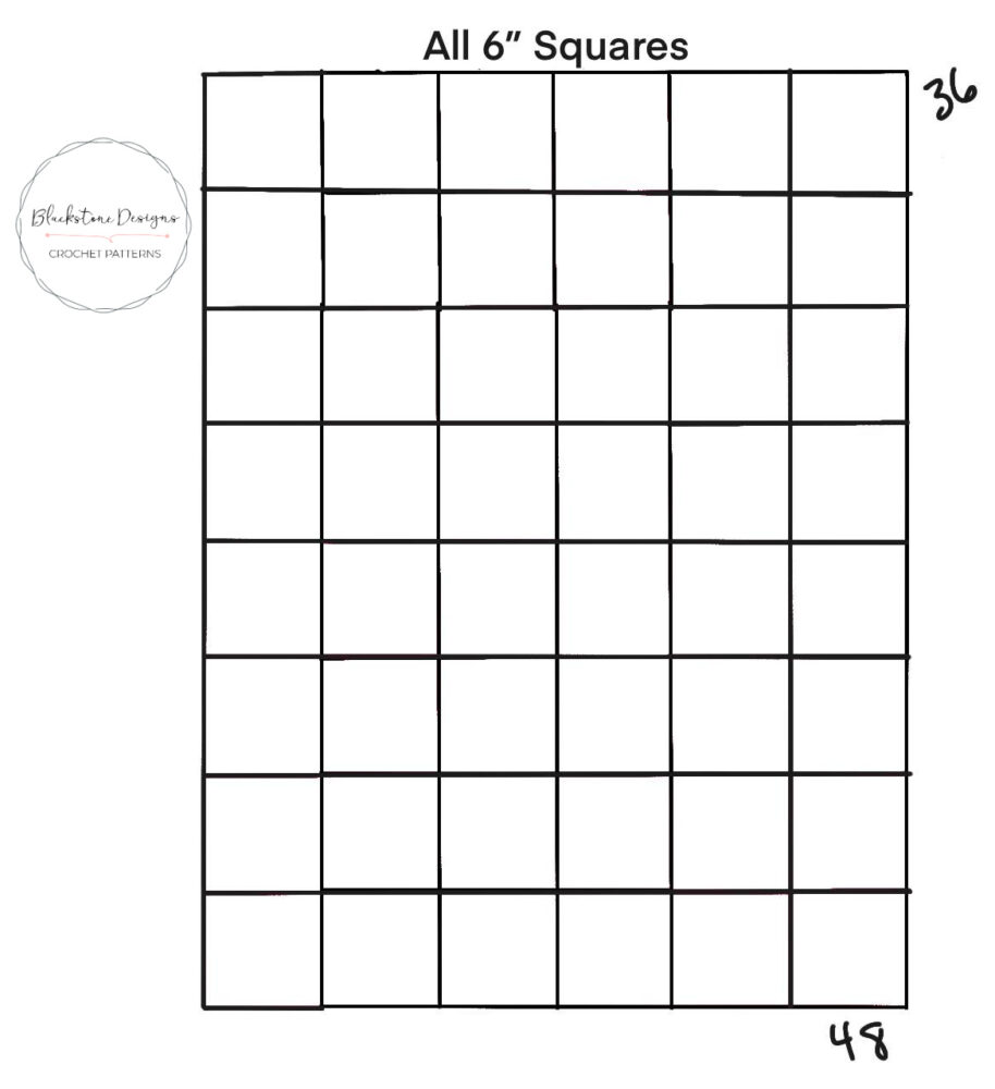 Tunisian Crochet Along Afghan Square Layout Option 3