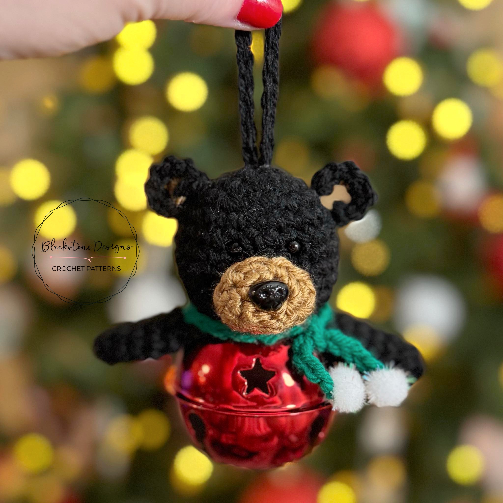 Crochet Bear Jingle Bell Ornament Pattern
