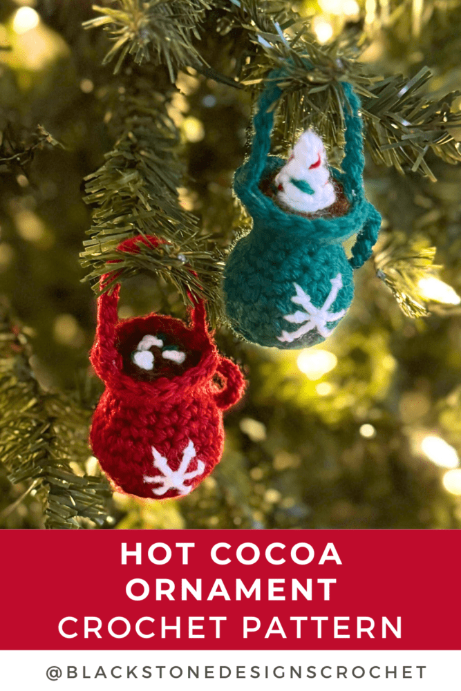 Crochet Hot Cocoa Ornament Pattern for a quick holiday ornament