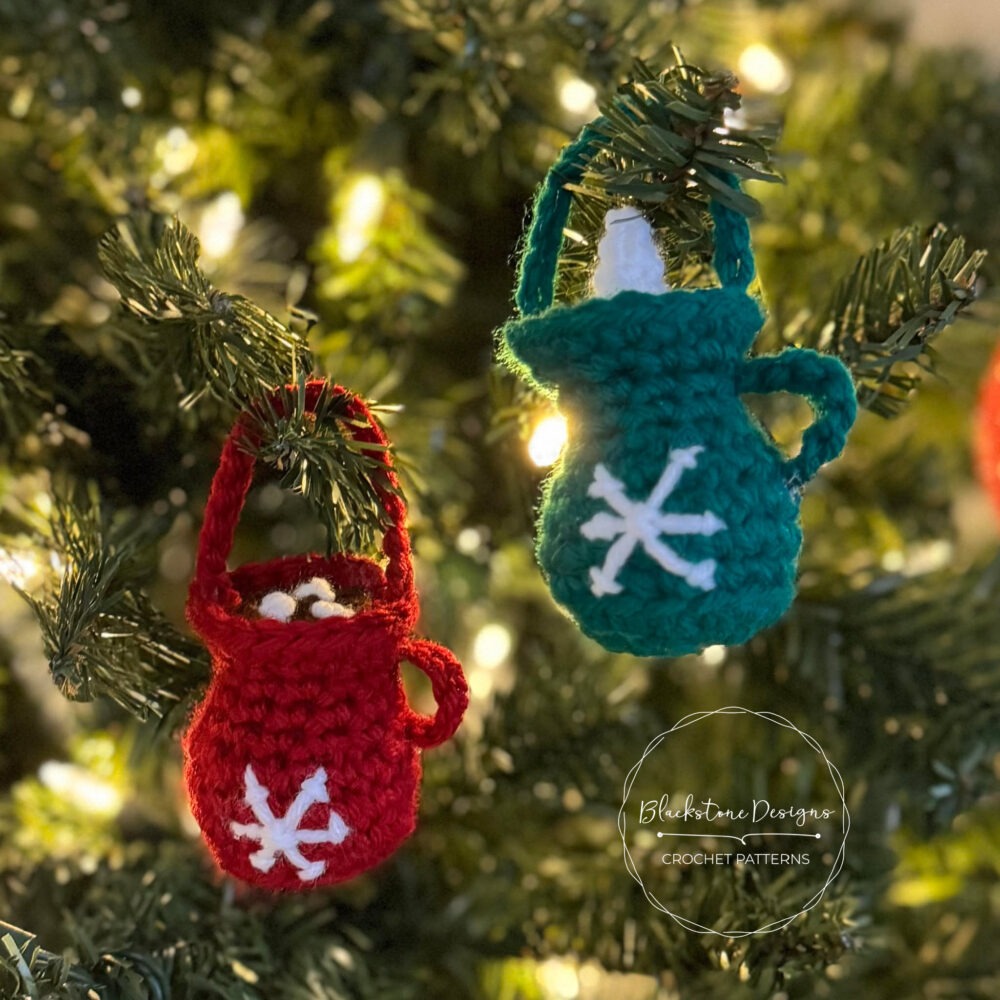 Crochet Hot Cocoa Ornament Pattern for a quick holiday ornament
