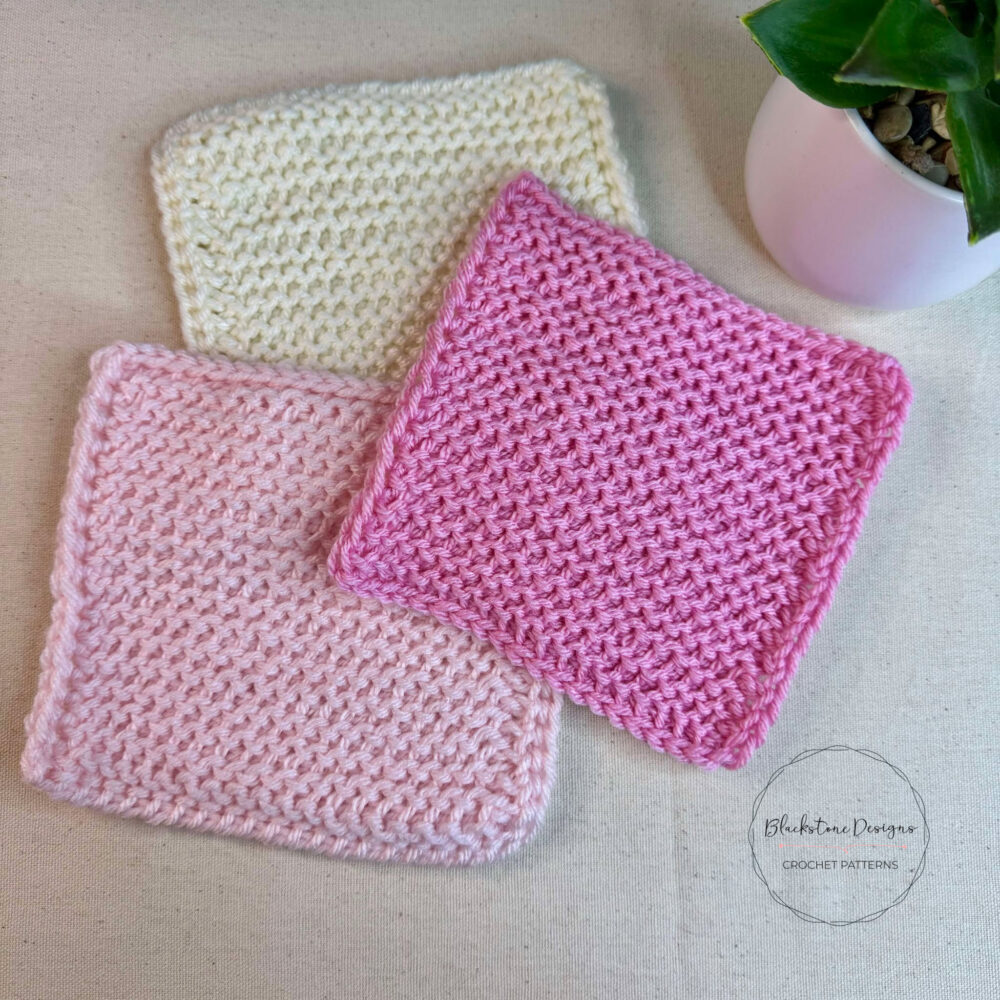 Crochet Tunisian Purl Stitch pink squares