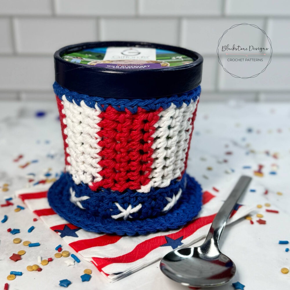 Americana Ice Cream Cozies Top Hat Ice Cream Cozy Crochet Pattern