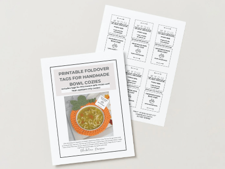 Printable Bowl Cozy Fold Over Tags Free Printable Crochet Projects Tags