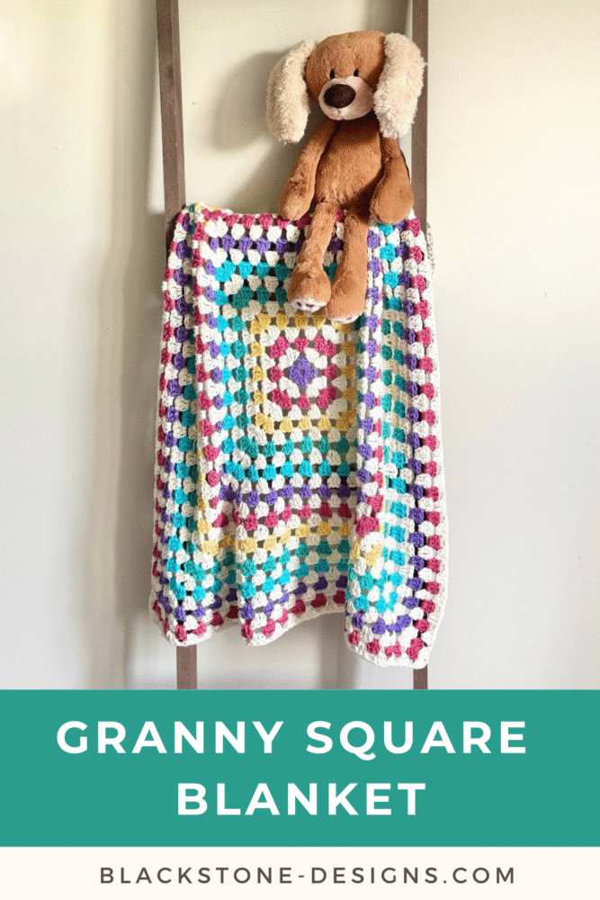 One Big Granny Square Crochet Pattern in rainbow stripes