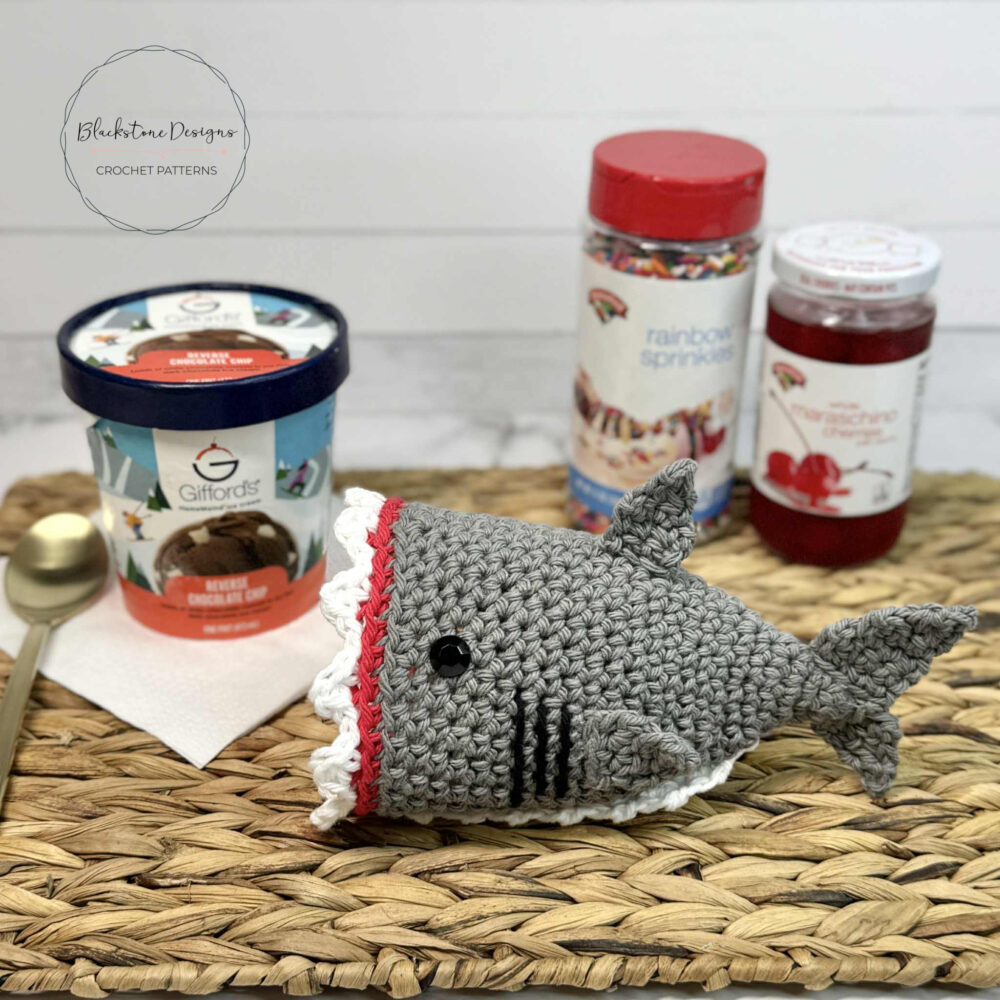 Great White Shark Ice Cream Cozy Crochet Pattern