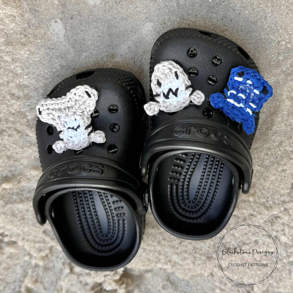Shark Crochet Shoe Charms on Black baby Crocs