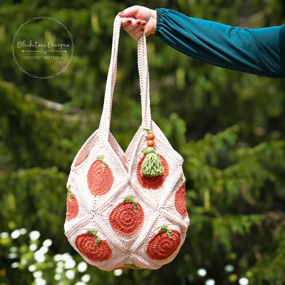 Easy 13 Granny Square Tote Bag made with Pumpkin Granny Squares