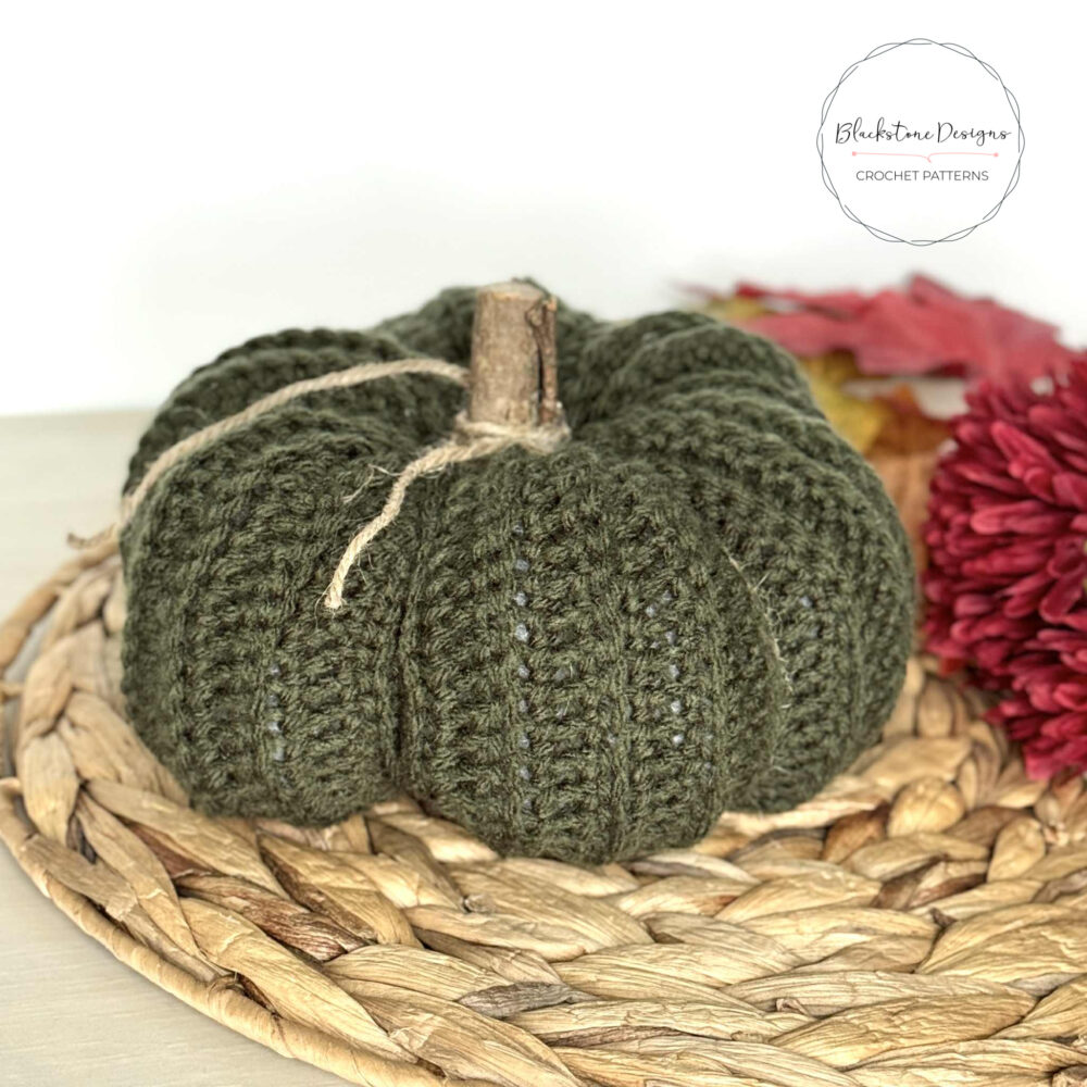 Beginner Crochet Pattern Pumpkin in Olive Green Worsted Weight Yarn